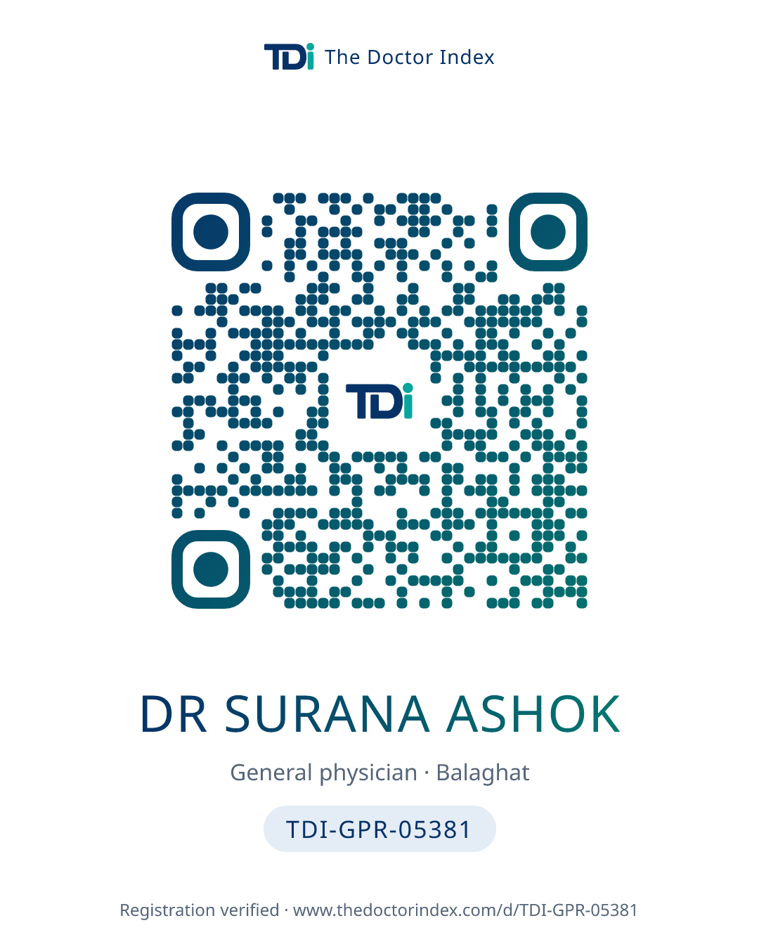 QR card for Dr Surana Ashok, TDI-GPR-05381