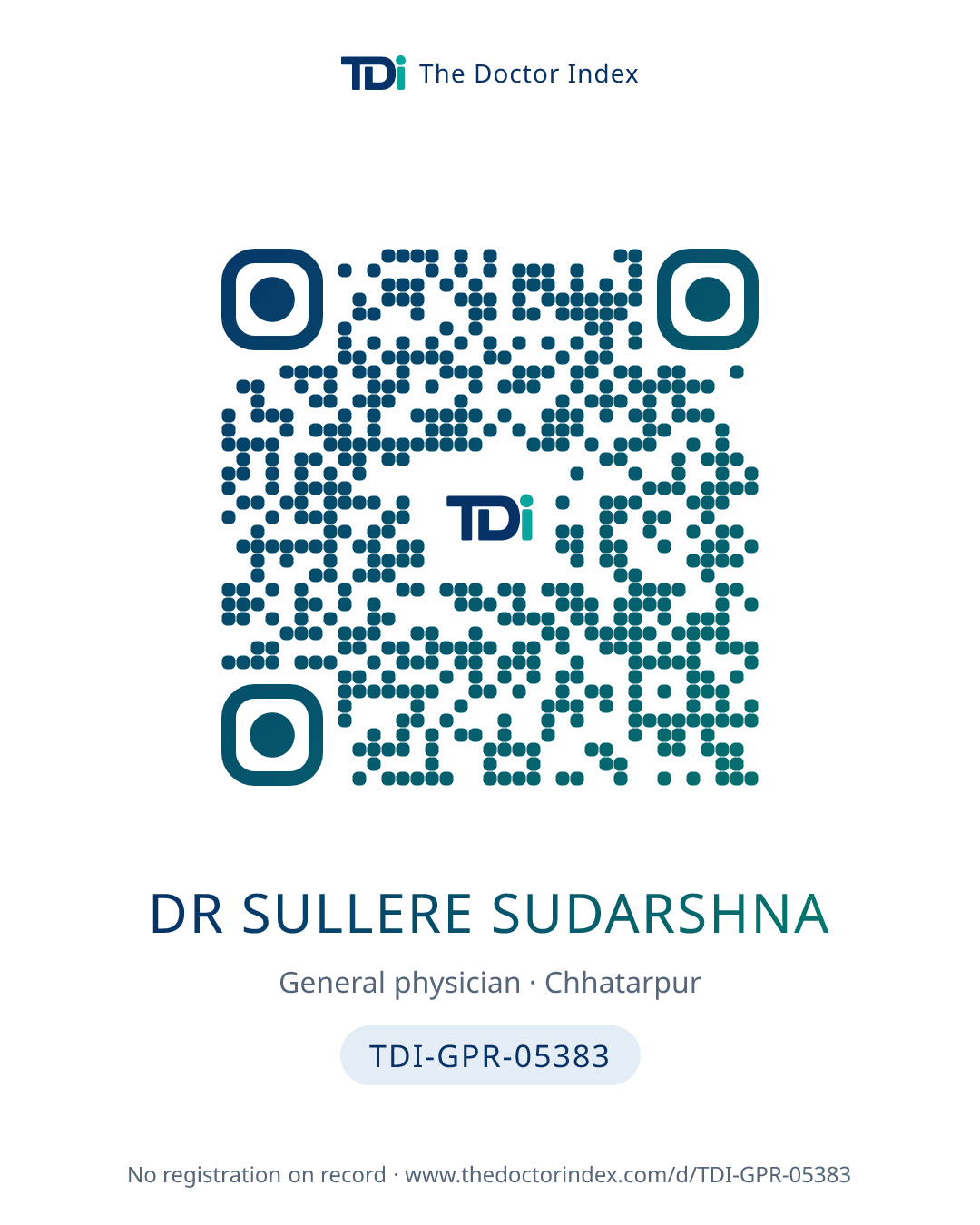 QR card for Dr Sullere Sudarshna, TDI-GPR-05383