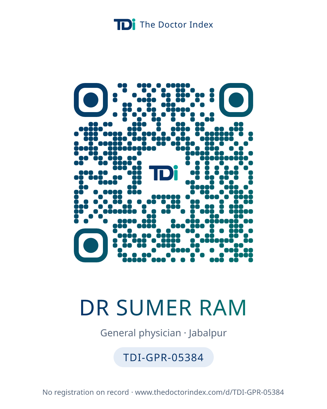 QR card for Dr Sumer Ram, TDI-GPR-05384