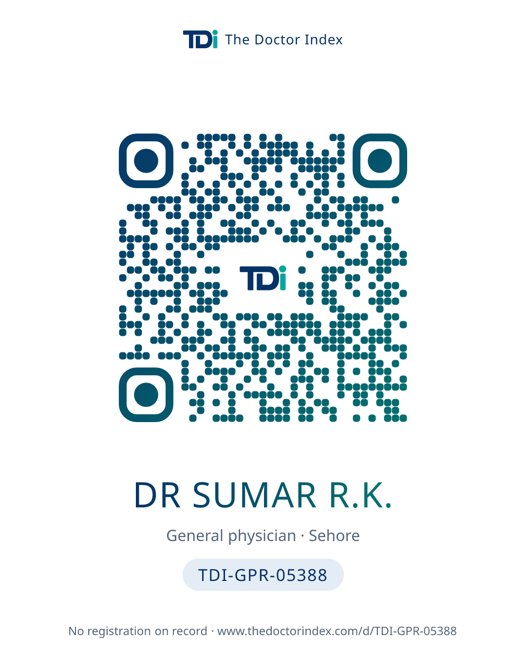 QR card for Dr Sumar R.K., TDI-GPR-05388