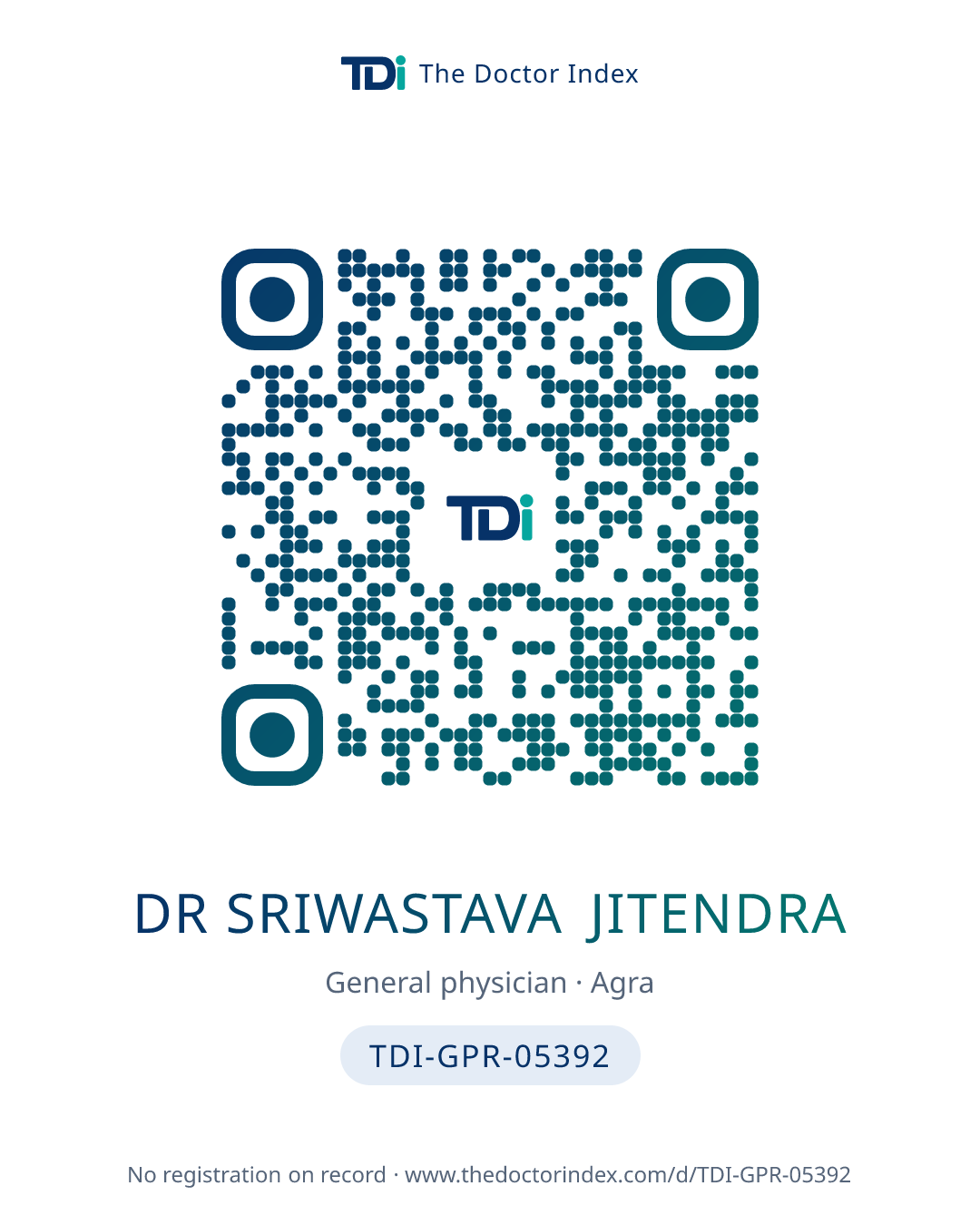 QR card for Dr Sriwastava Jitendra, TDI-GPR-05392