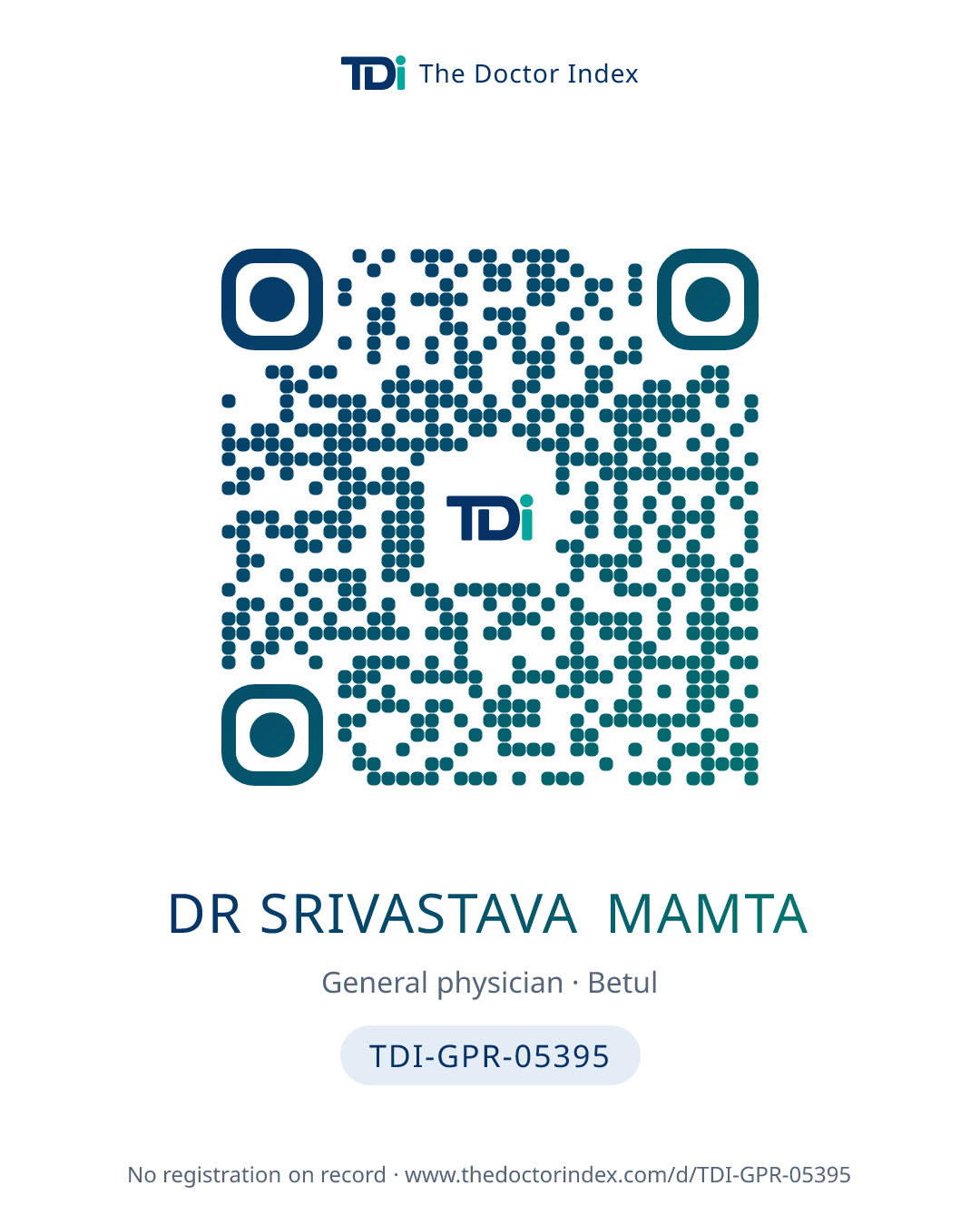 QR card for Dr Srivastava Mamta, TDI-GPR-05395