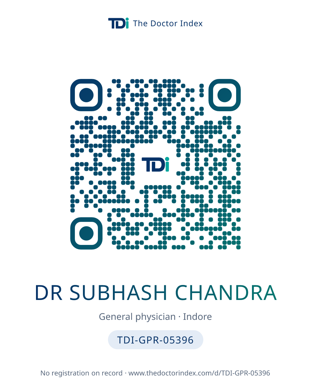 QR card for Dr Subhash Chandra, TDI-GPR-05396