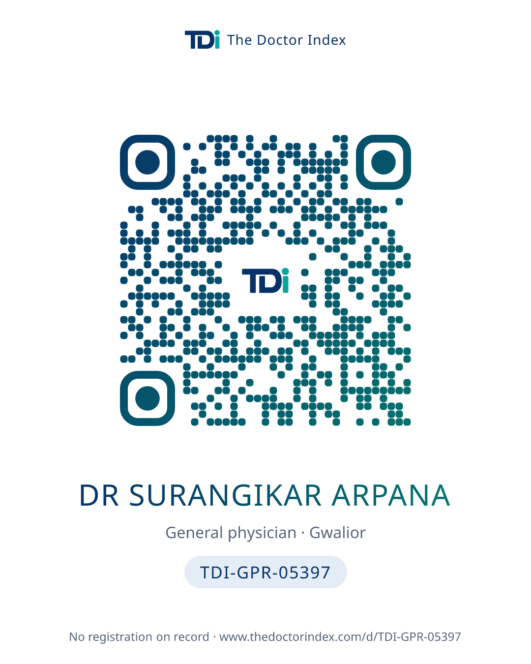 QR card for Dr Surangikar Arpana, TDI-GPR-05397
