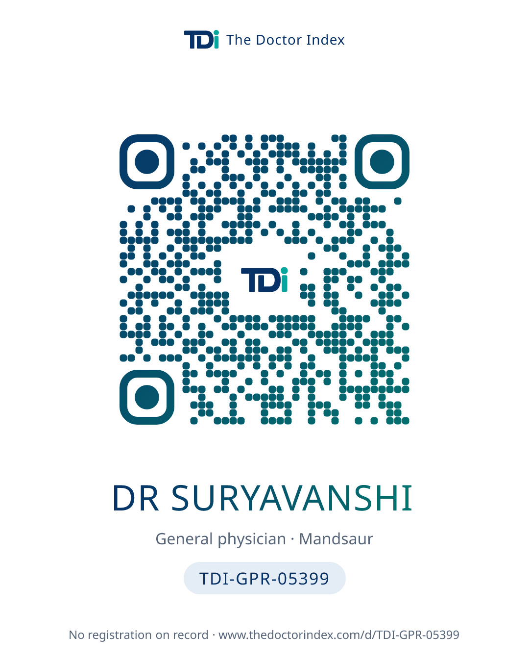 QR card for Dr Suryavanshi, TDI-GPR-05399