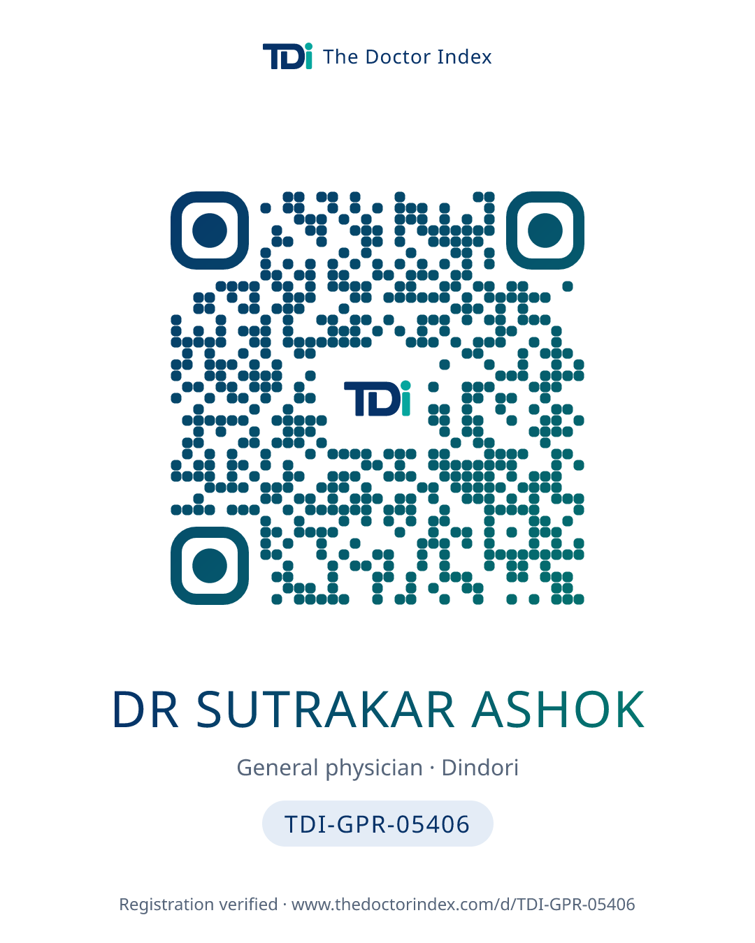 QR card for Dr Sutrakar Ashok, TDI-GPR-05406
