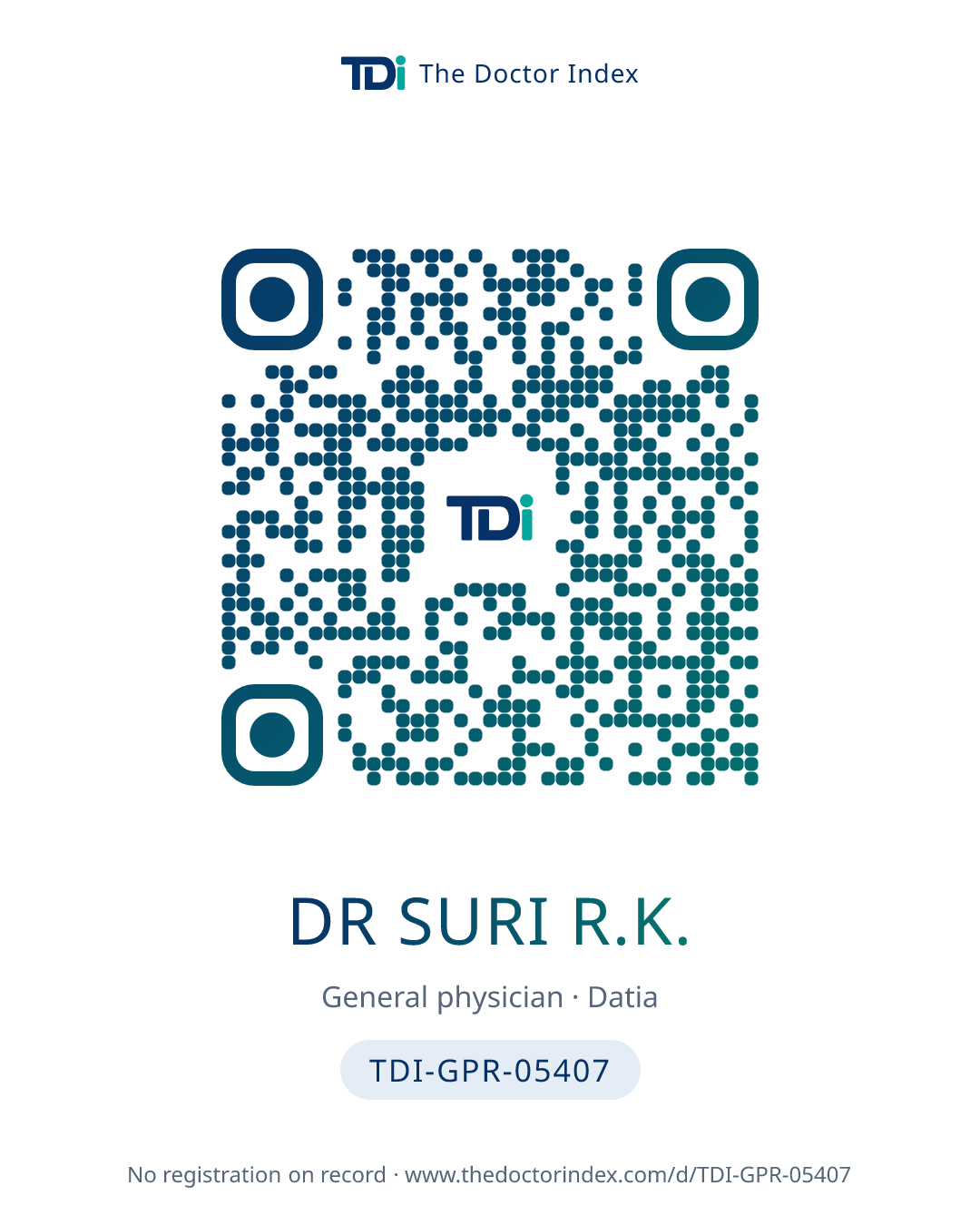 QR card for Dr Suri R.K., TDI-GPR-05407