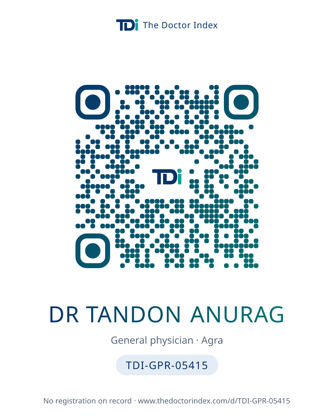 QR card for Dr Tandon Anurag, TDI-GPR-05415