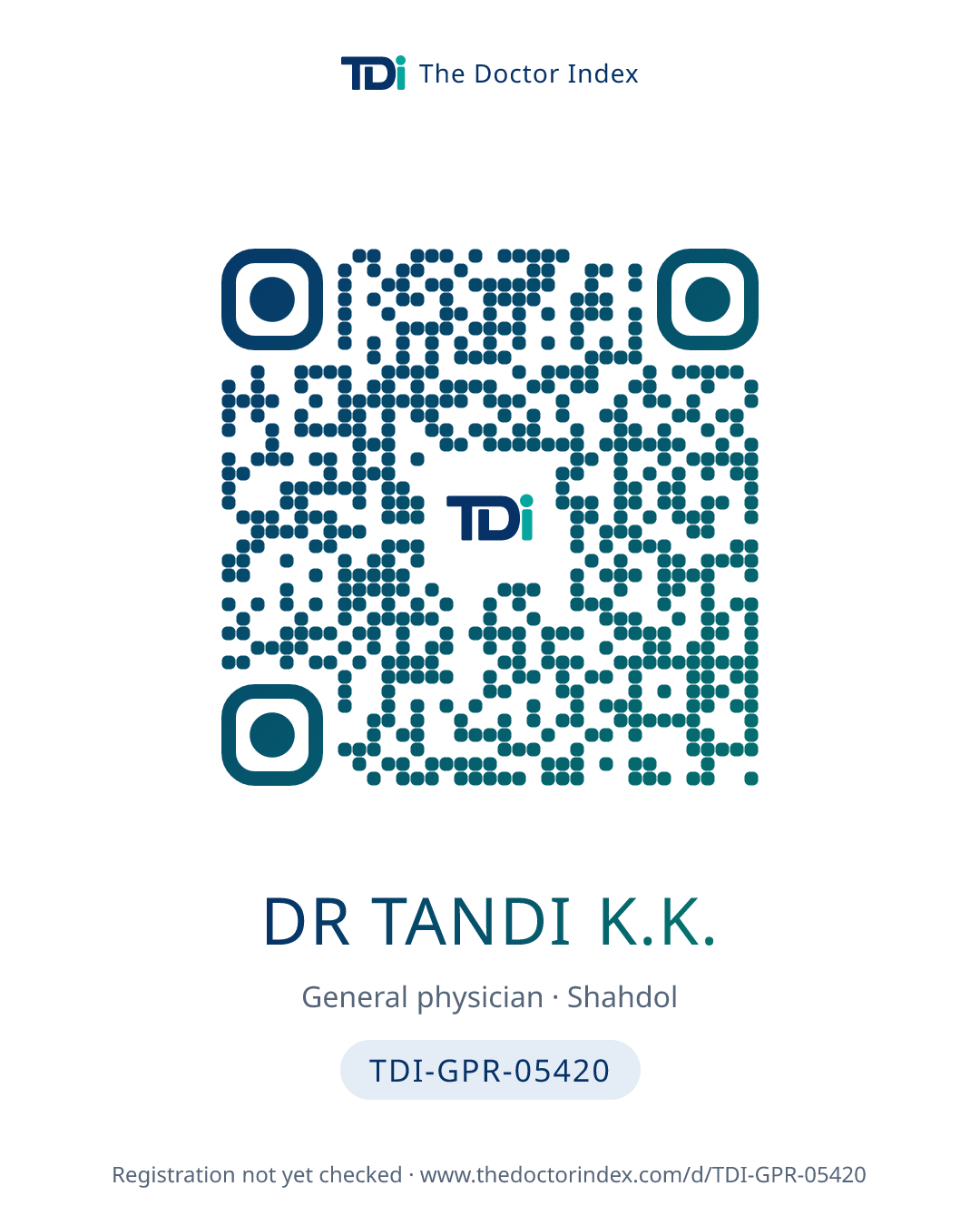QR card for Dr Tandi K.K., TDI-GPR-05420