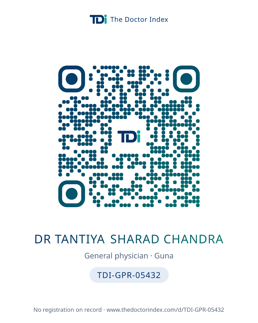 QR card for Dr Tantiya Sharad Chandra, TDI-GPR-05432