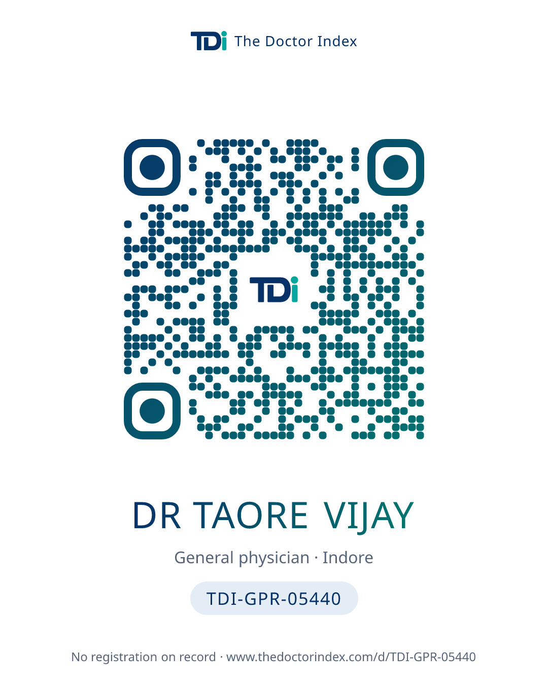 QR card for Dr Taore Vijay, TDI-GPR-05440