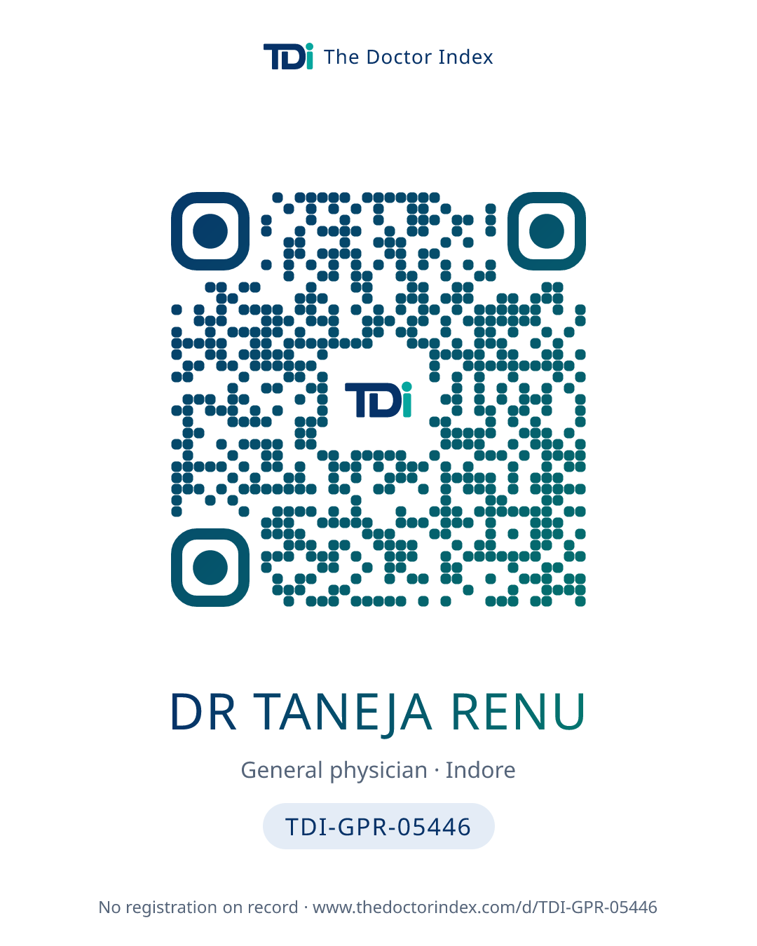 QR card for Dr Taneja Renu, TDI-GPR-05446