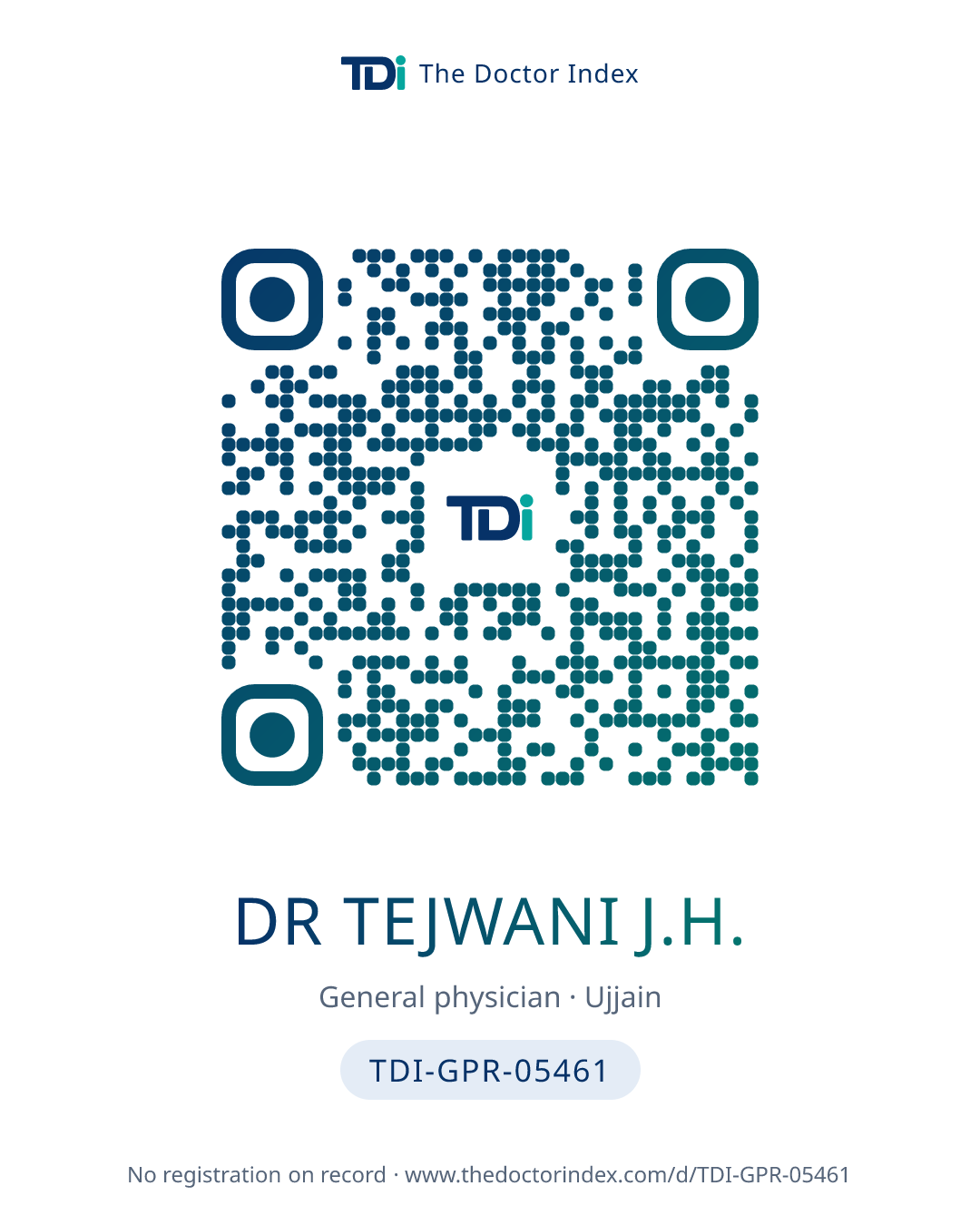 QR card for Dr Tejwani J.H., TDI-GPR-05461