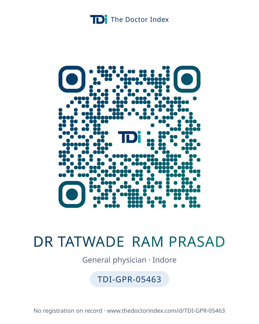 QR card for Dr Tatwade Ram Prasad, TDI-GPR-05463