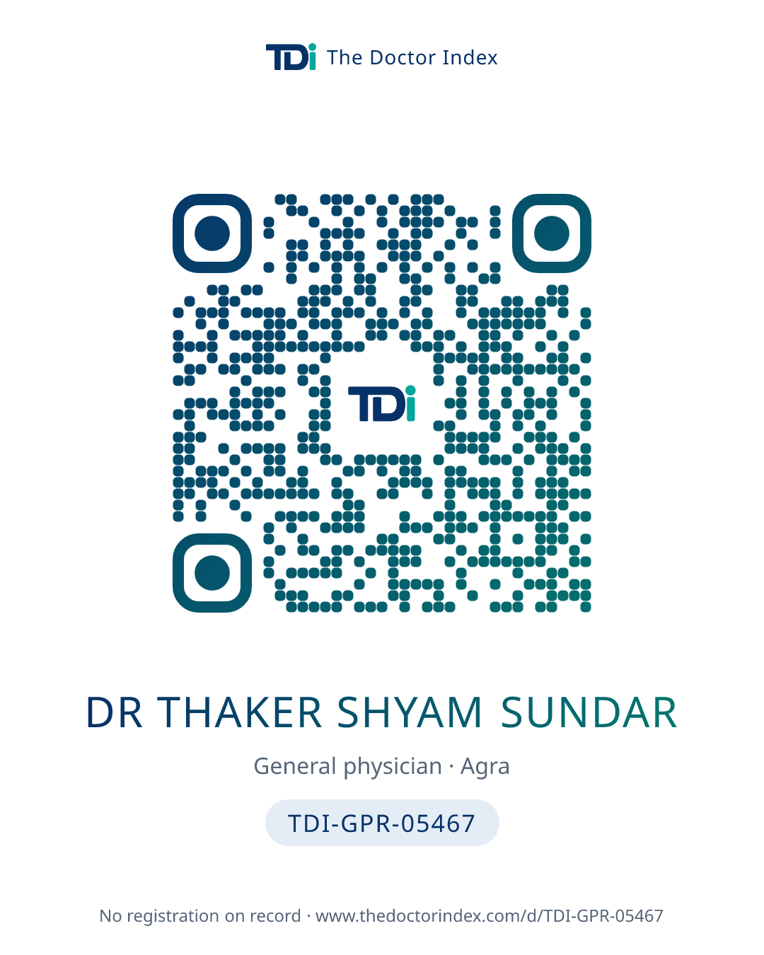 QR card for Dr Thaker Shyam Sundar, TDI-GPR-05467