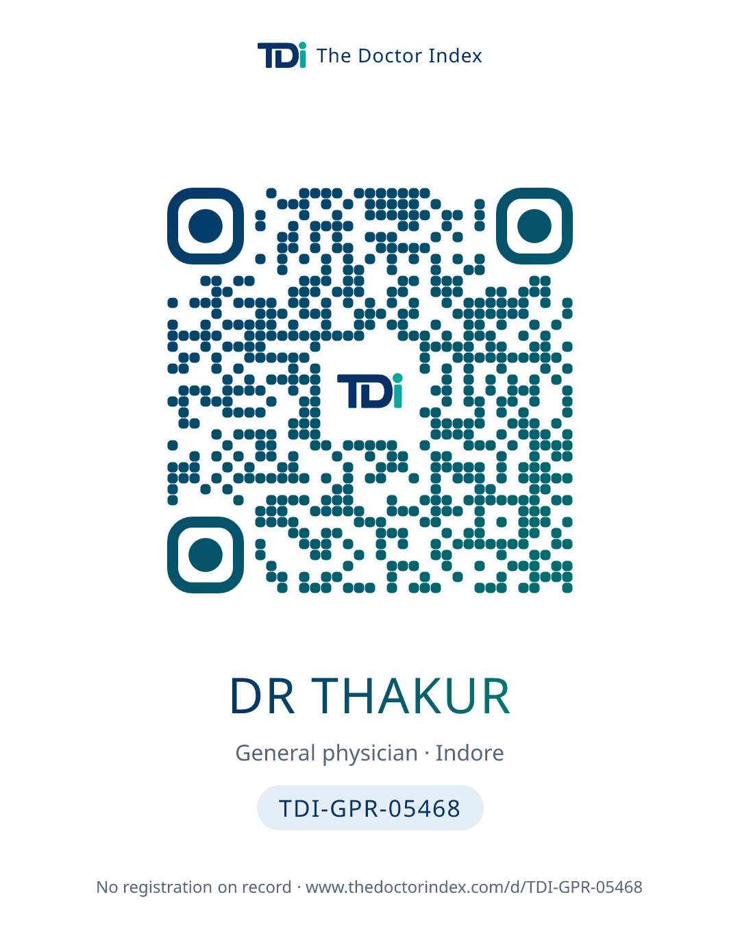 QR card for Dr Thakur, TDI-GPR-05468