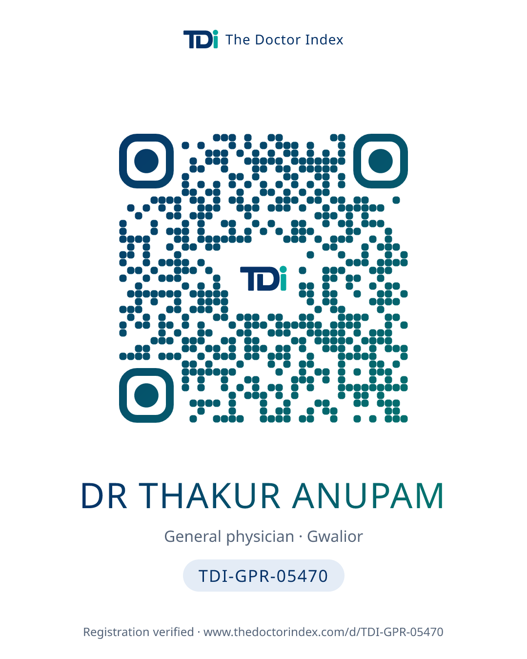 QR card for Dr Thakur Anupam, TDI-GPR-05470