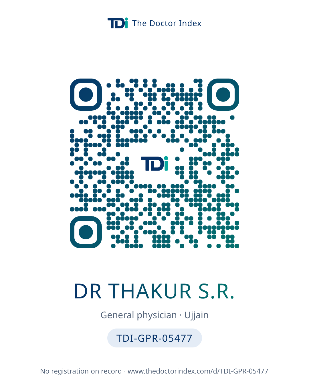 QR card for Dr Thakur S.R., TDI-GPR-05477