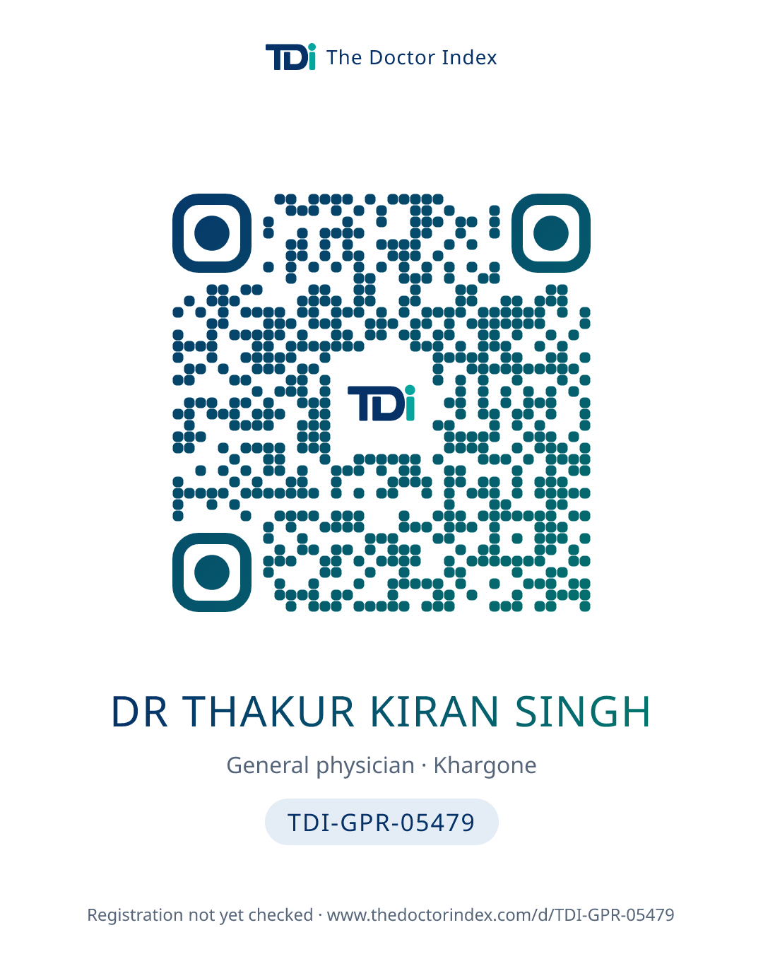 QR card for Dr Thakur Kiran Singh, TDI-GPR-05479