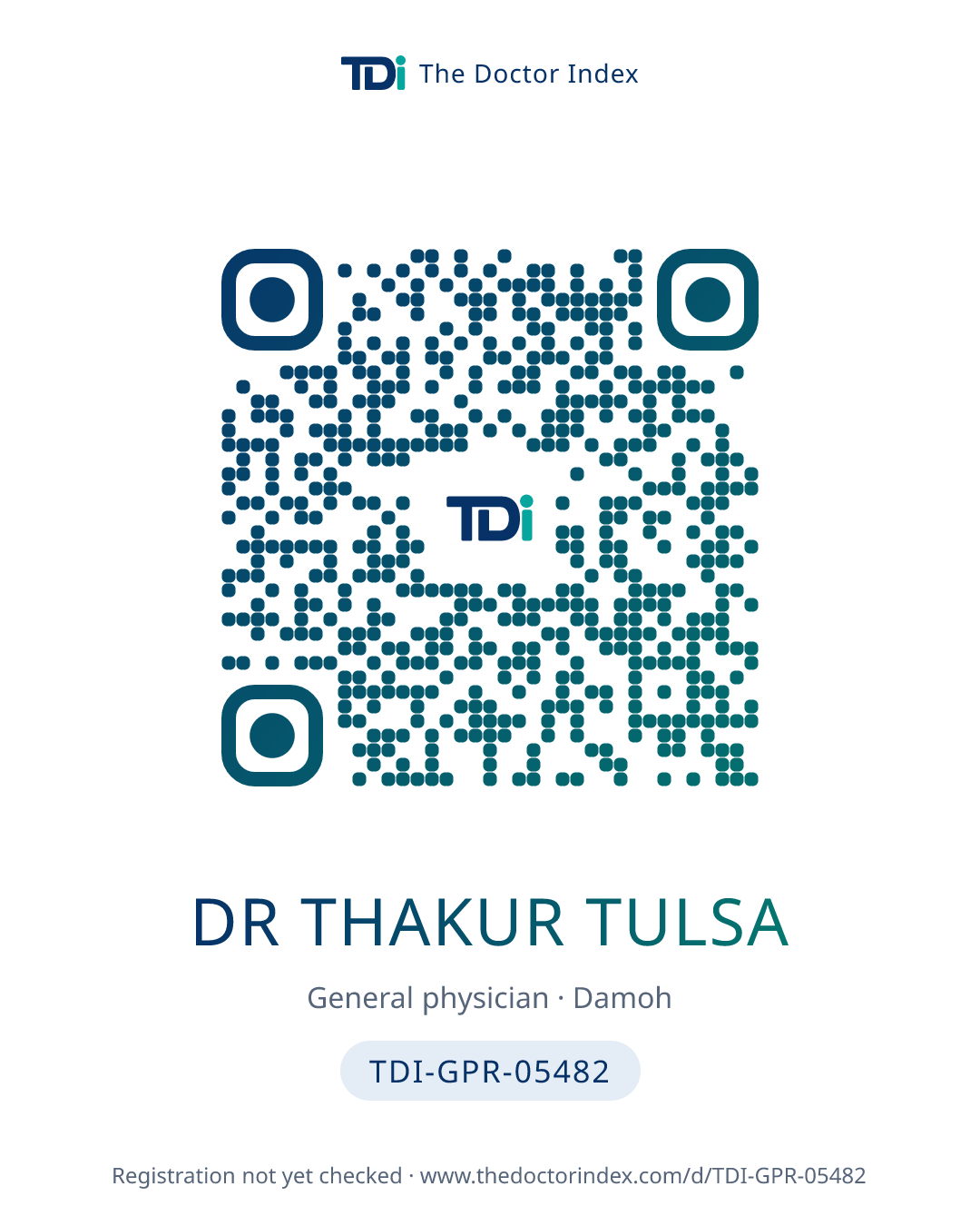 QR card for Dr Thakur Tulsa, TDI-GPR-05482