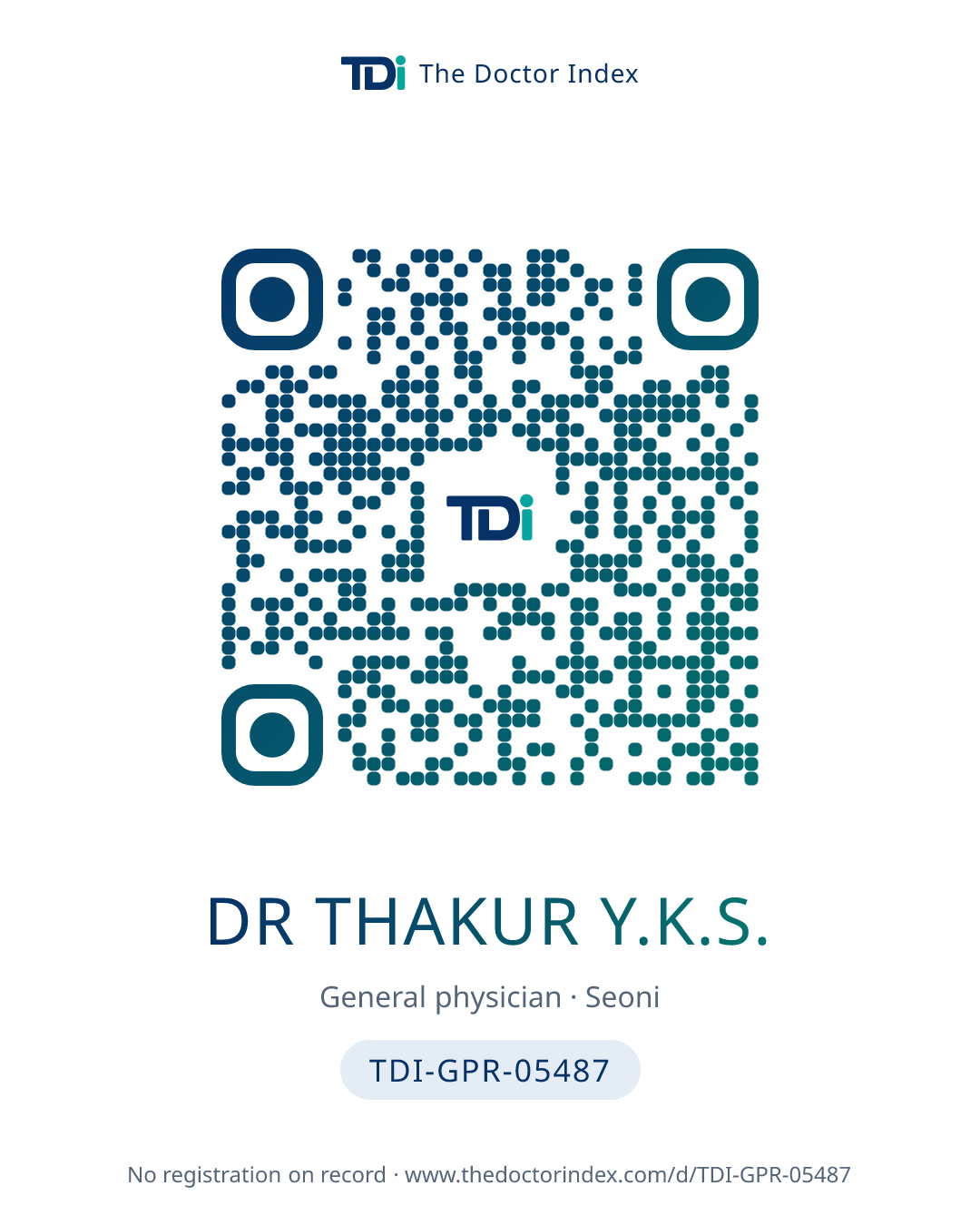QR card for Dr Thakur Y.K.S., TDI-GPR-05487