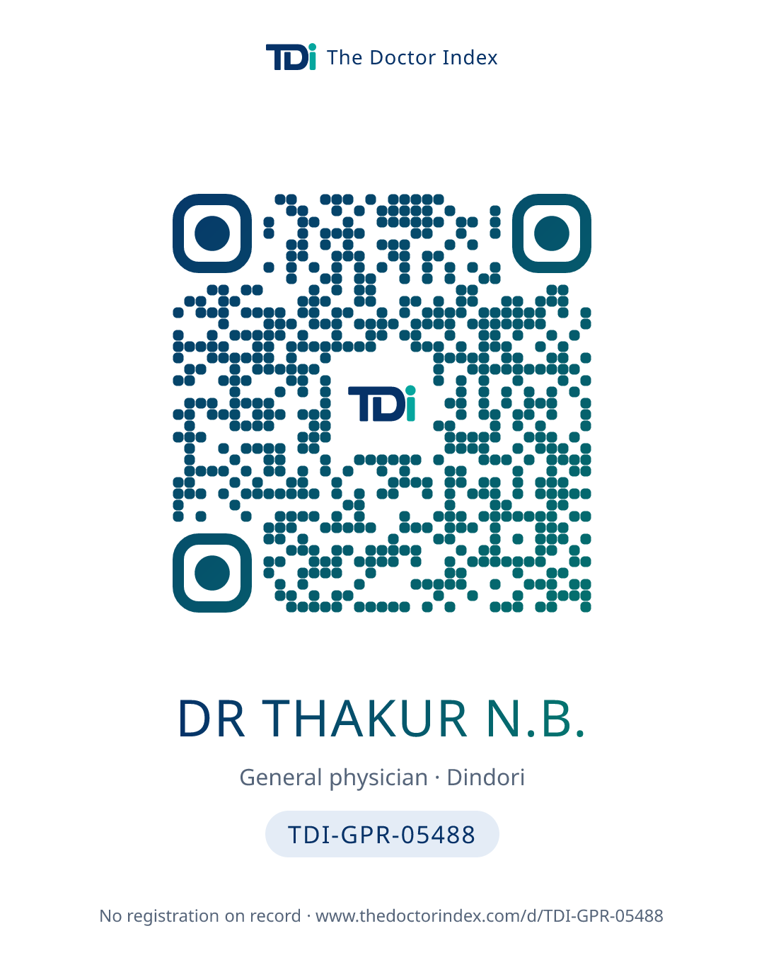 QR card for Dr Thakur N.B., TDI-GPR-05488