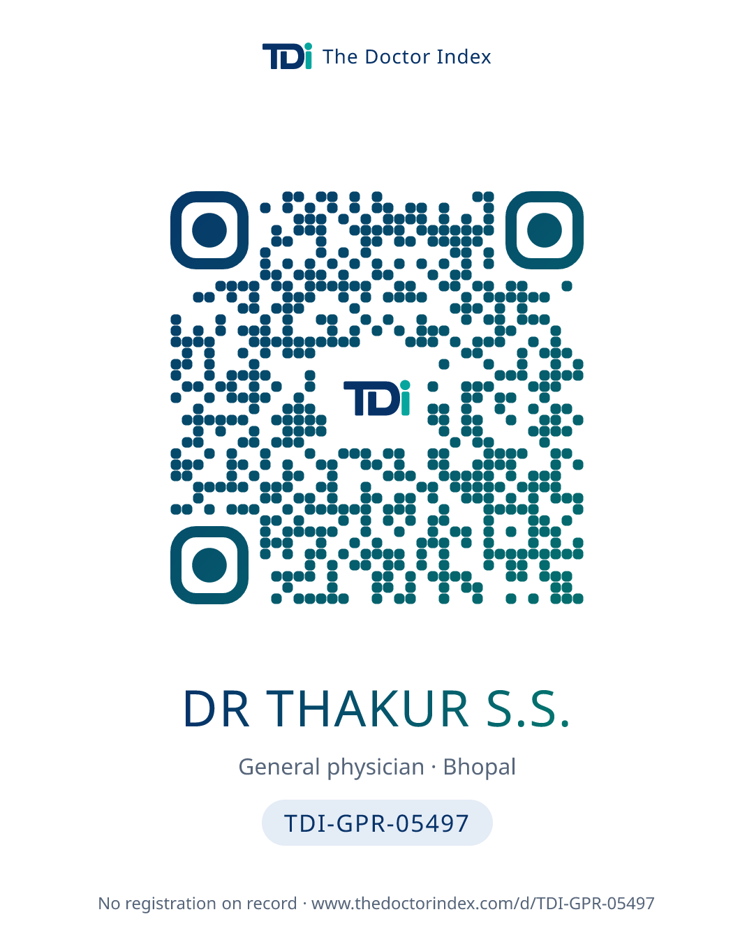 QR card for Dr Thakur S.S., TDI-GPR-05497