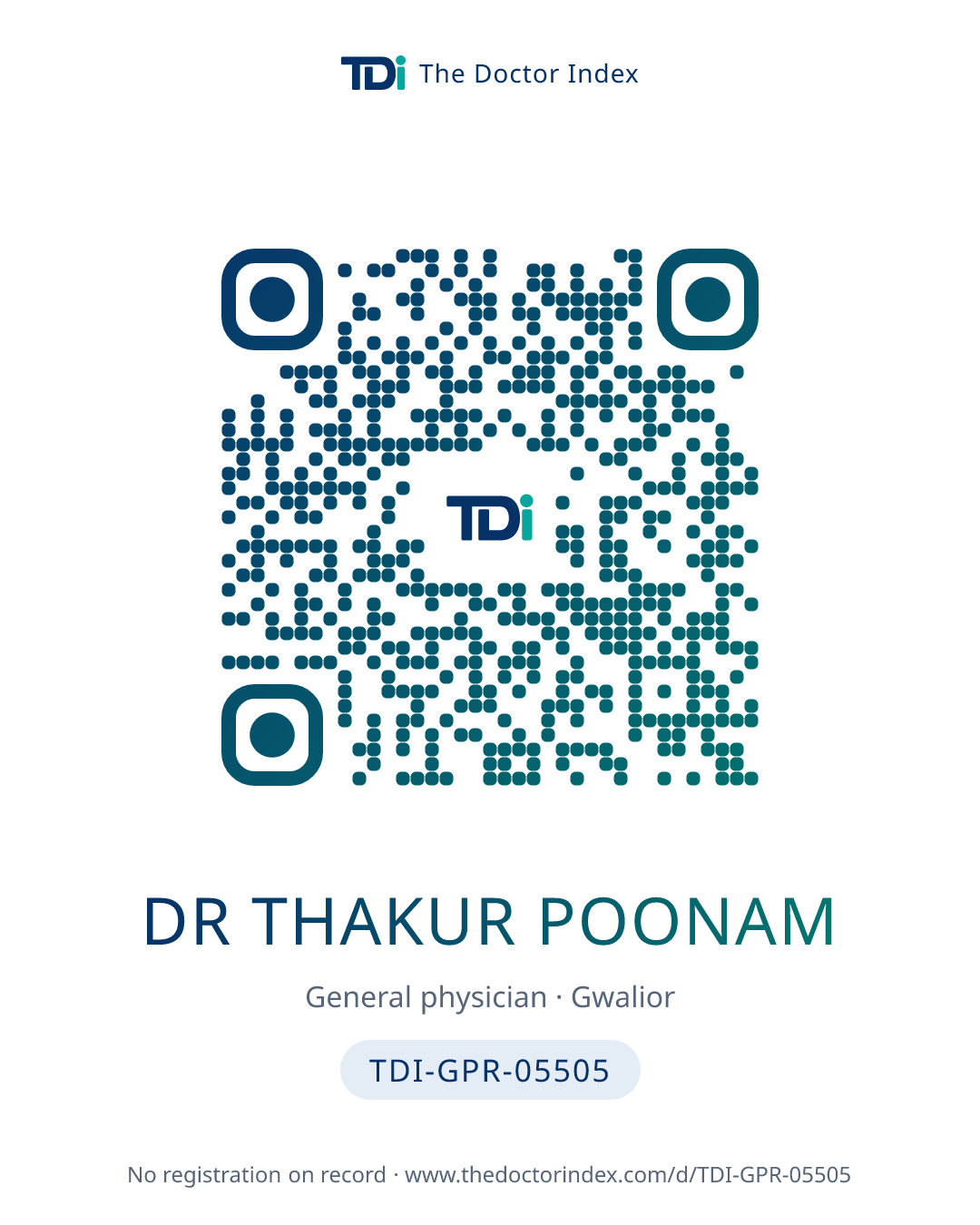 QR card for Dr Thakur Poonam, TDI-GPR-05505