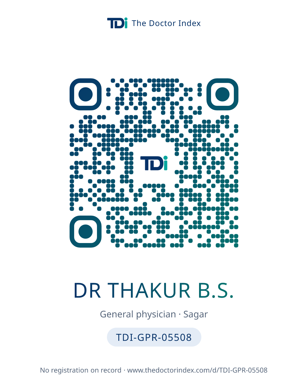 QR card for Dr Thakur B.S., TDI-GPR-05508