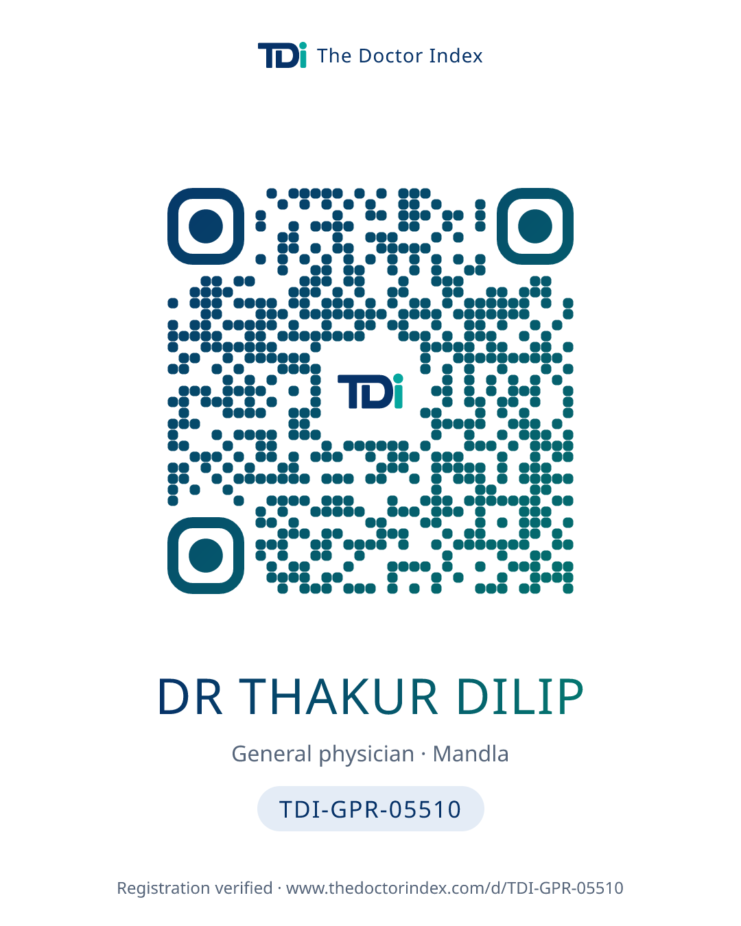 QR card for Dr Thakur Dilip, TDI-GPR-05510