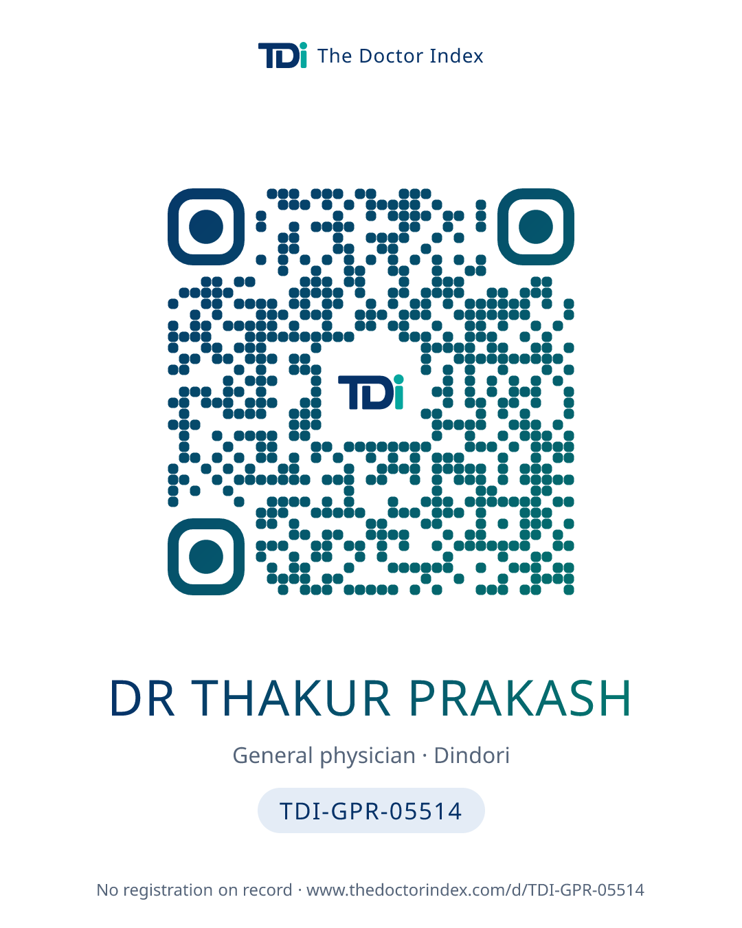 QR card for Dr Thakur Prakash, TDI-GPR-05514