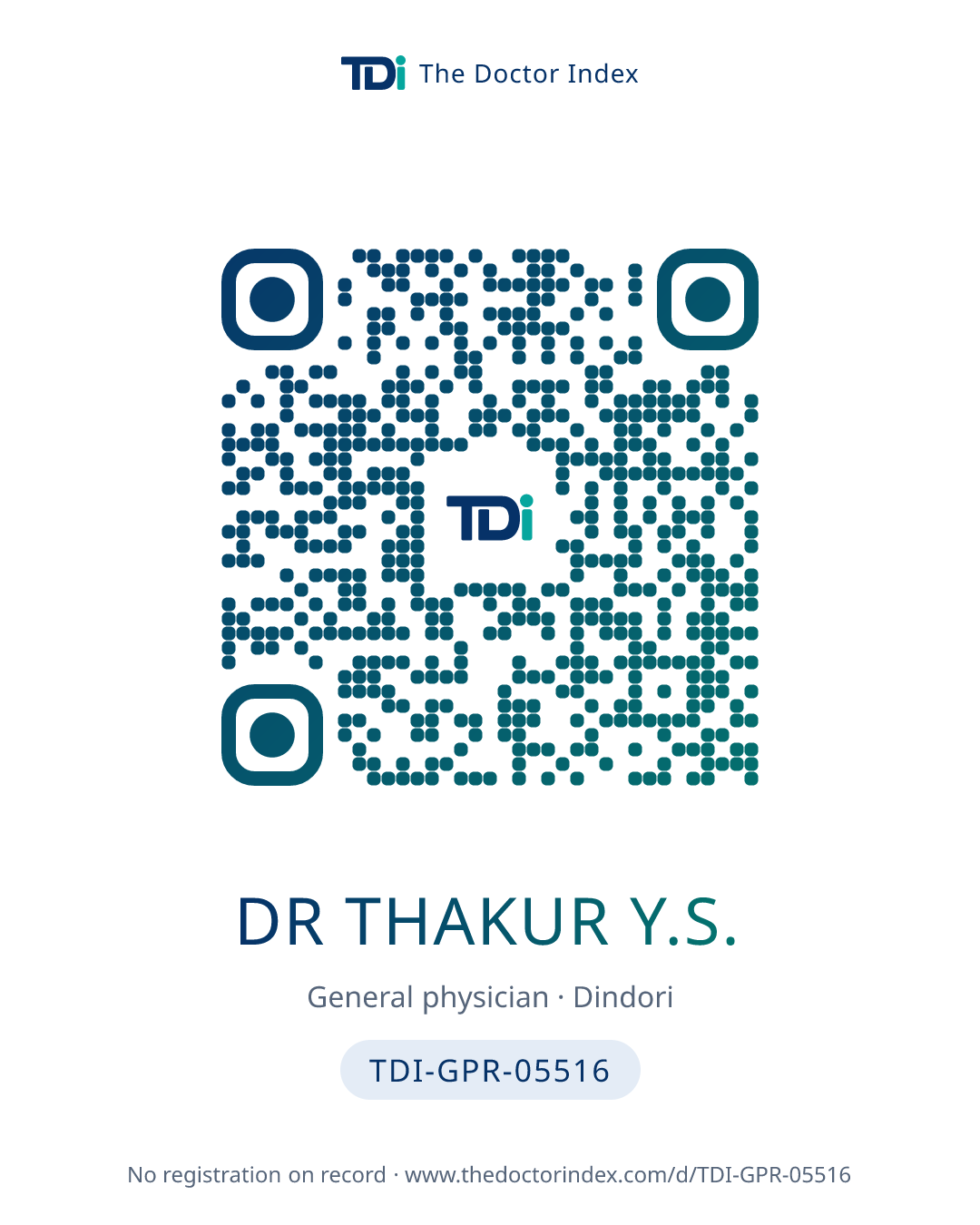 QR card for Dr Thakur Y.S., TDI-GPR-05516