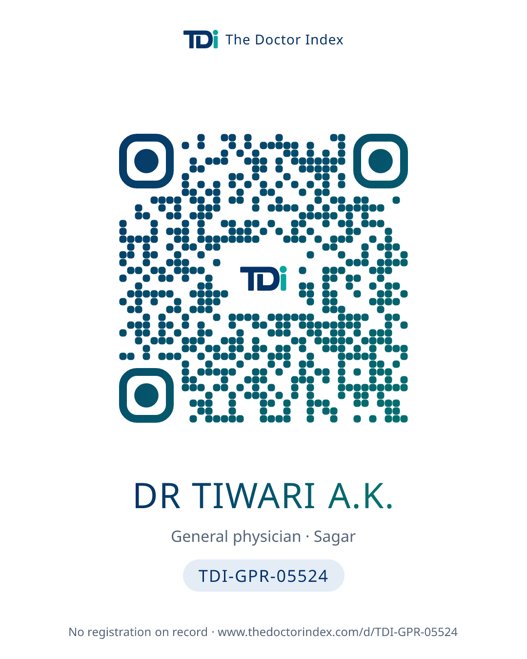 QR card for Dr Tiwari A.K., TDI-GPR-05524