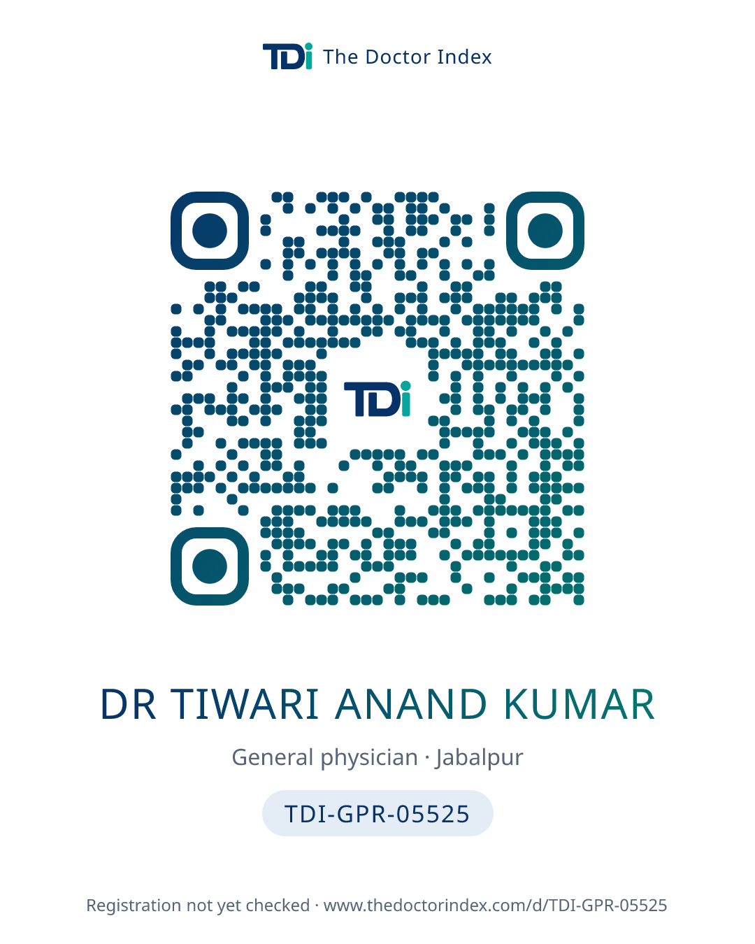 QR card for Dr Tiwari Anand Kumar, TDI-GPR-05525