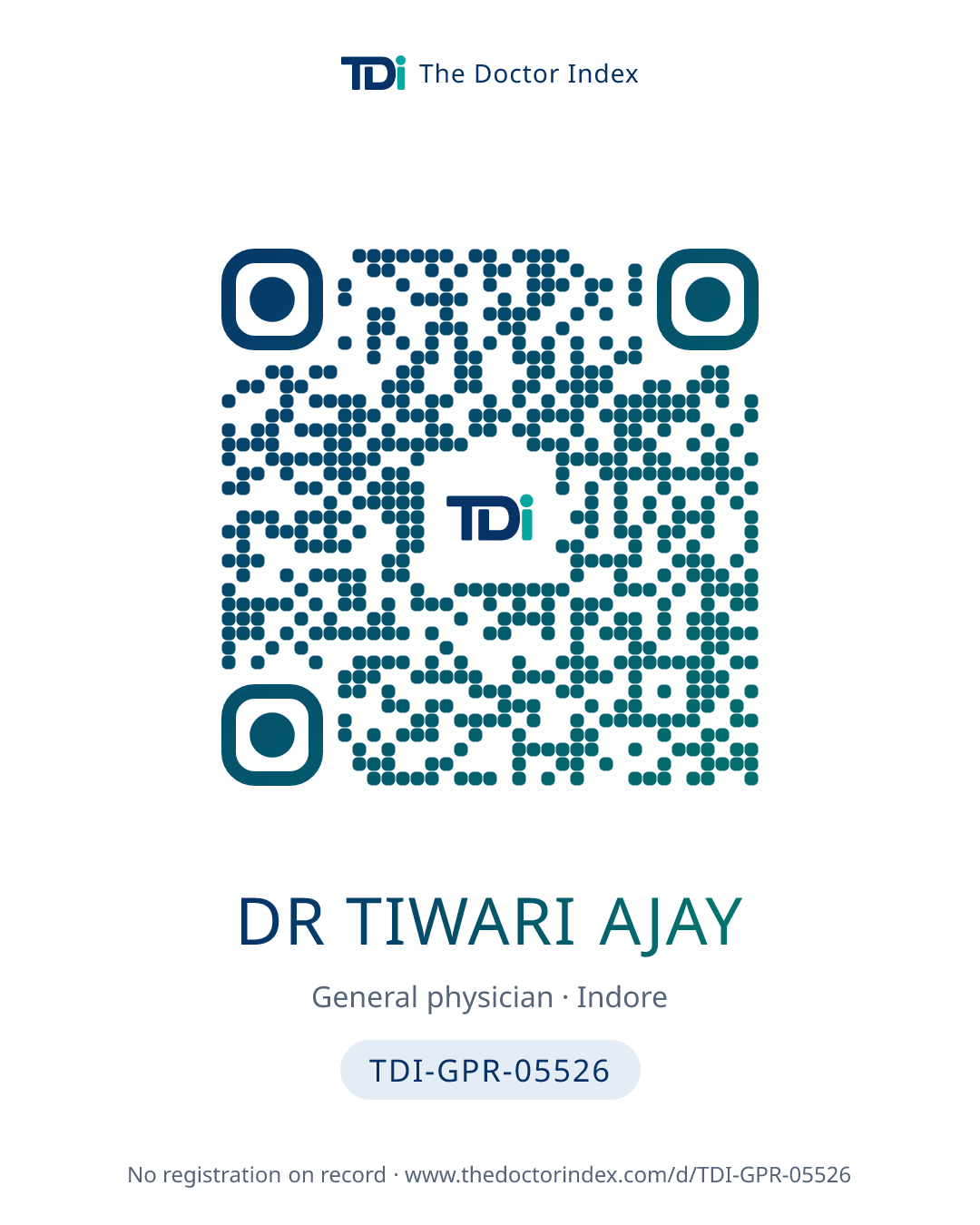 QR card for Dr Tiwari Ajay, TDI-GPR-05526