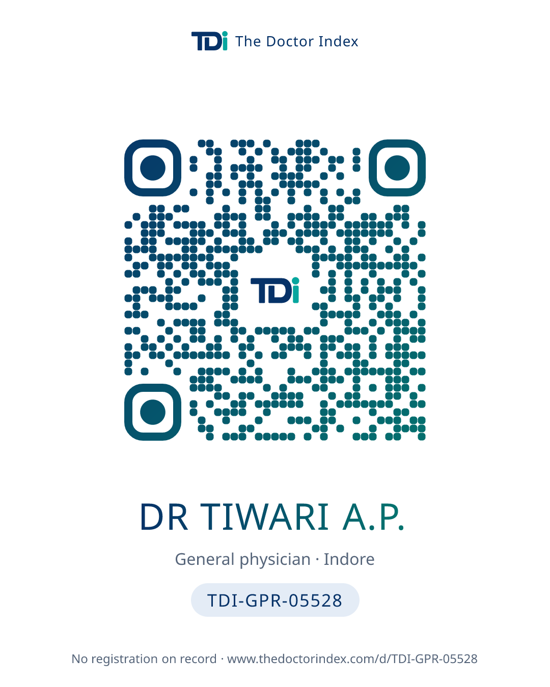 QR card for Dr Tiwari A.P., TDI-GPR-05528