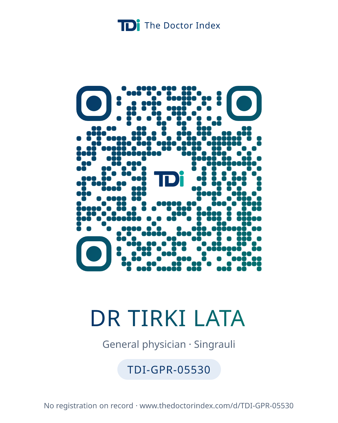 QR card for Dr Tirki Lata, TDI-GPR-05530
