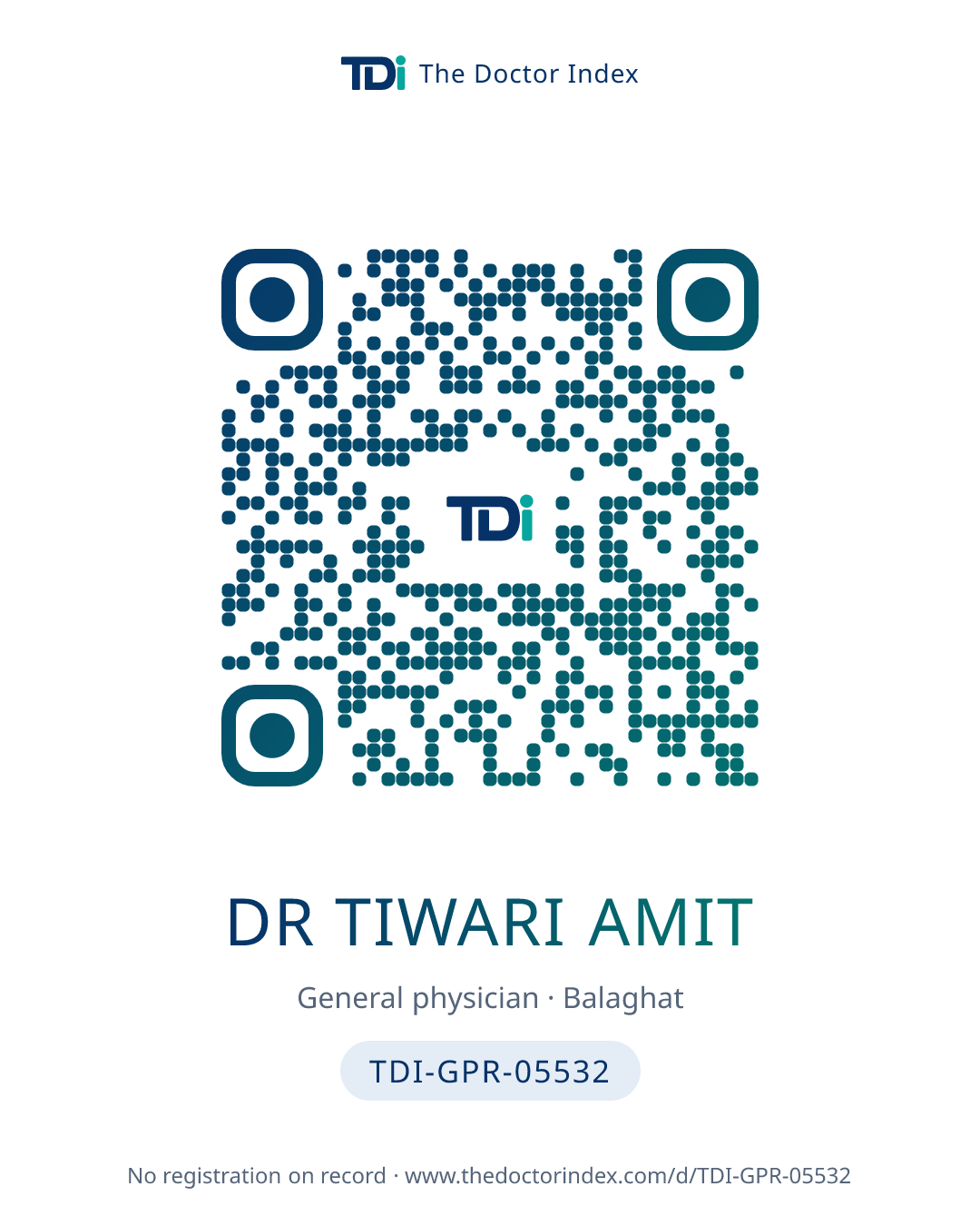 QR card for Dr Tiwari Amit, TDI-GPR-05532