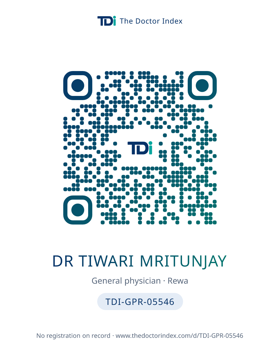 QR card for Dr Tiwari Mritunjay, TDI-GPR-05546