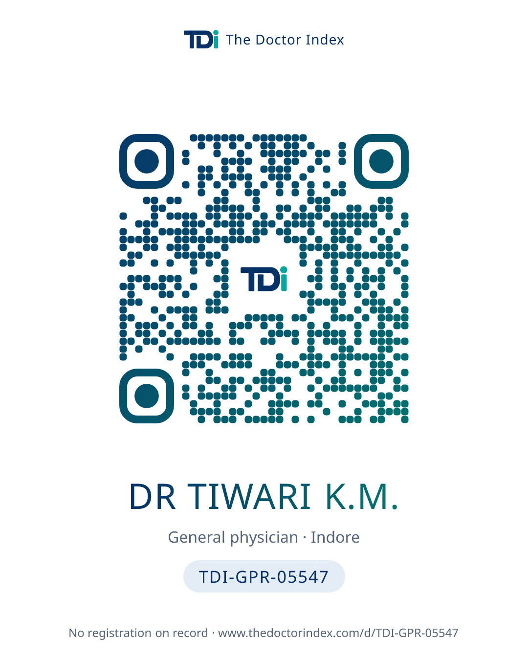 QR card for Dr Tiwari K.M., TDI-GPR-05547