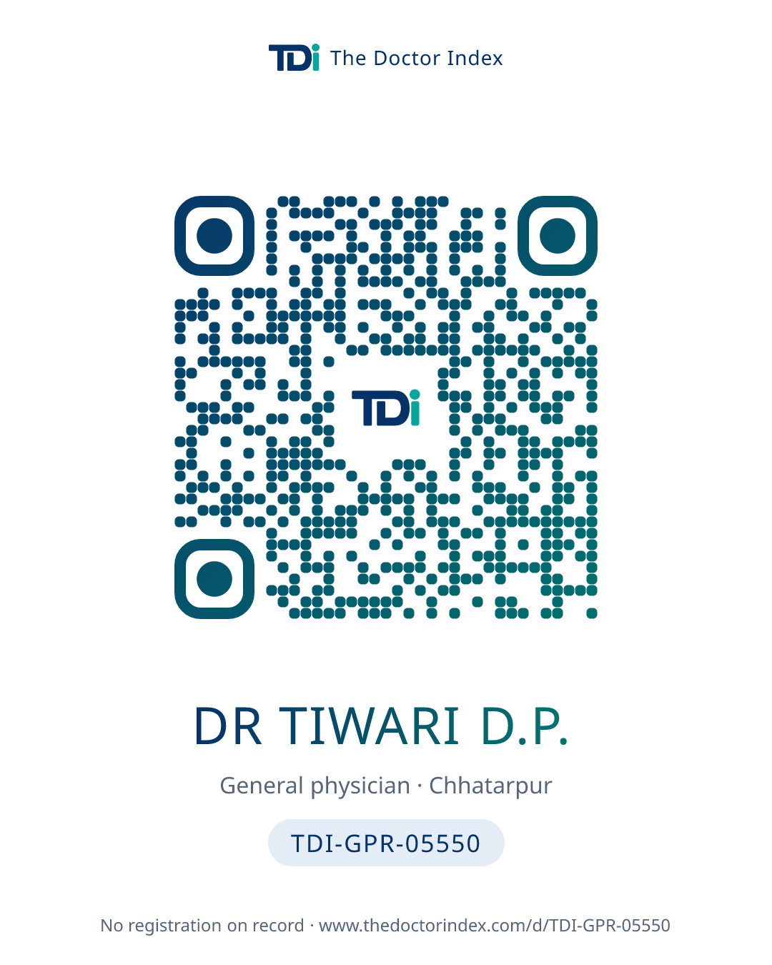 QR card for Dr Tiwari D.P., TDI-GPR-05550