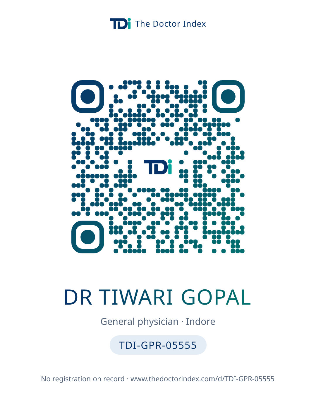 QR card for Dr Tiwari Gopal, TDI-GPR-05555