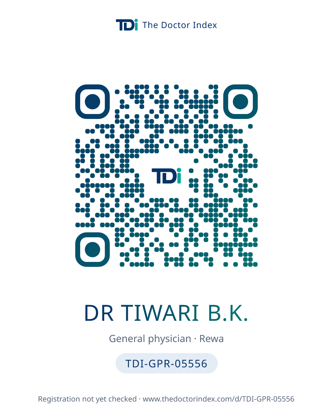 QR card for Dr Tiwari B.K., TDI-GPR-05556