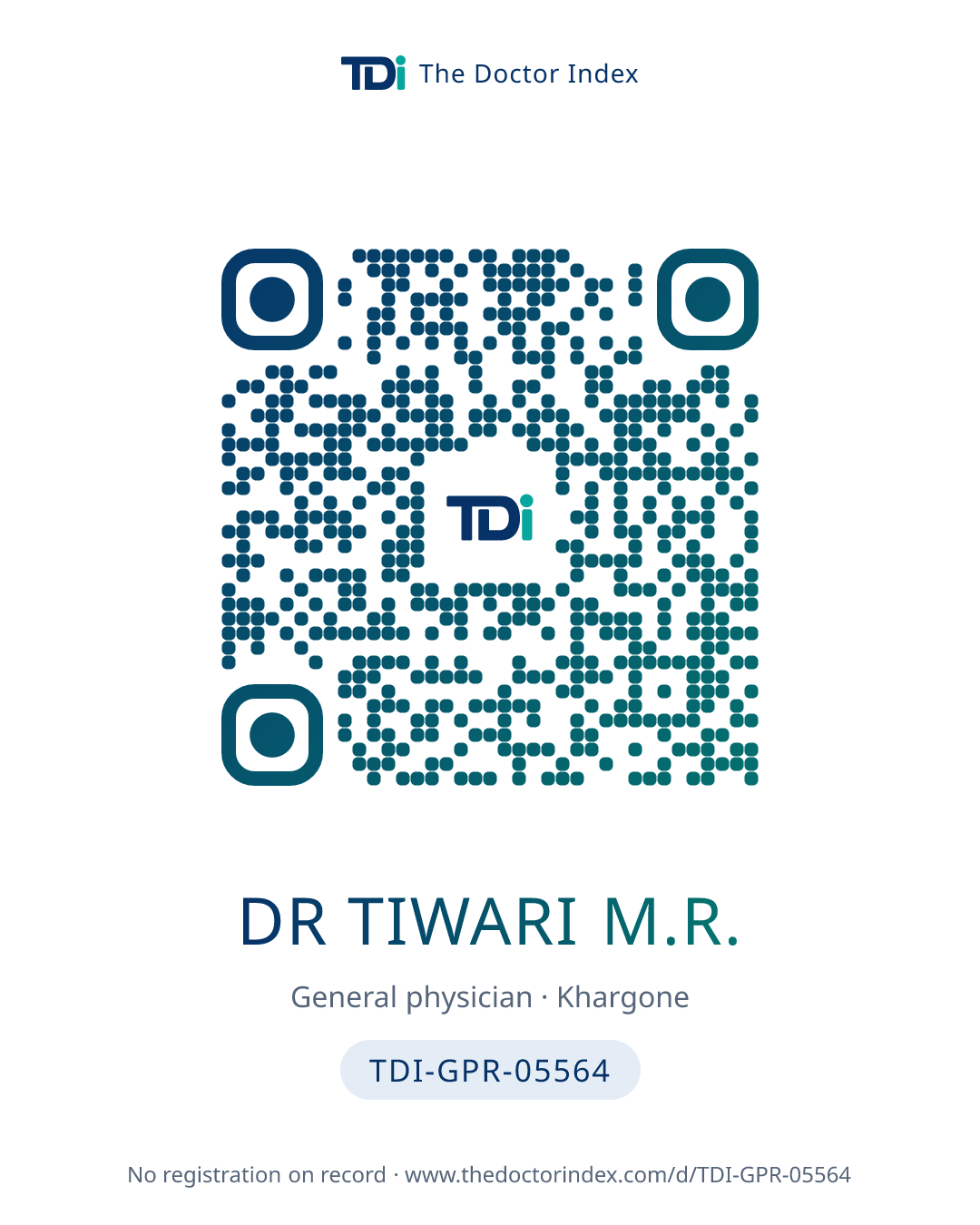 QR card for Dr Tiwari M.R., TDI-GPR-05564