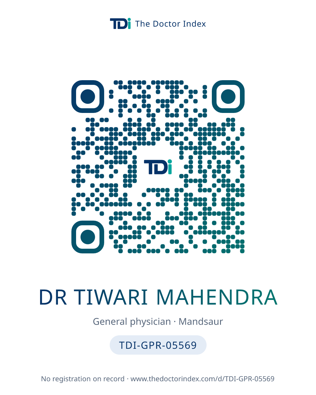 QR card for Dr Tiwari Mahendra, TDI-GPR-05569