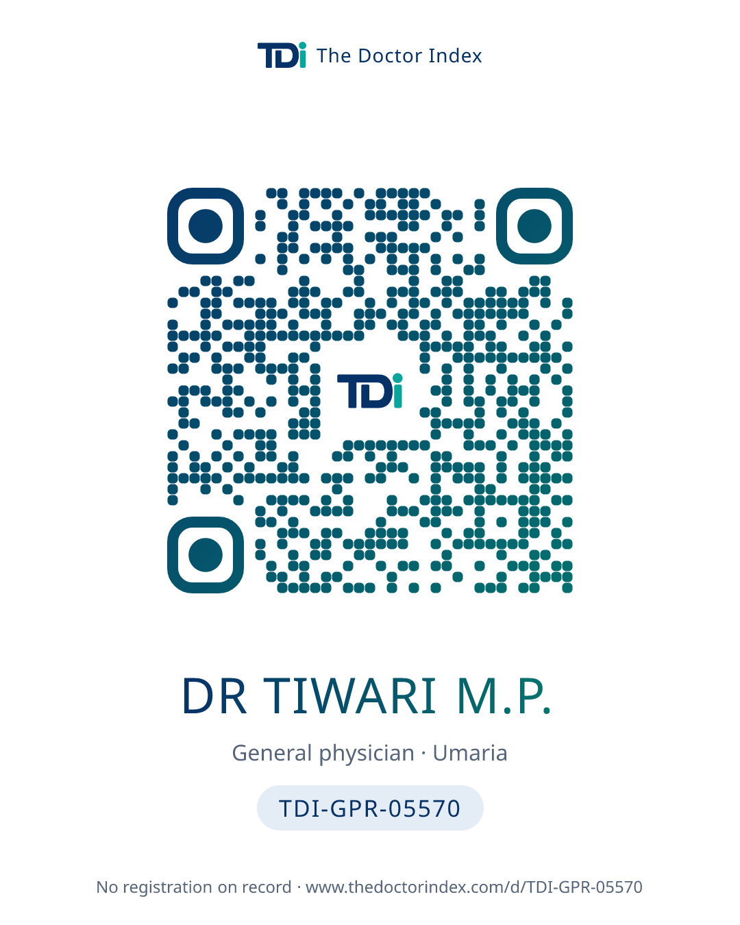 QR card for Dr Tiwari M.P., TDI-GPR-05570