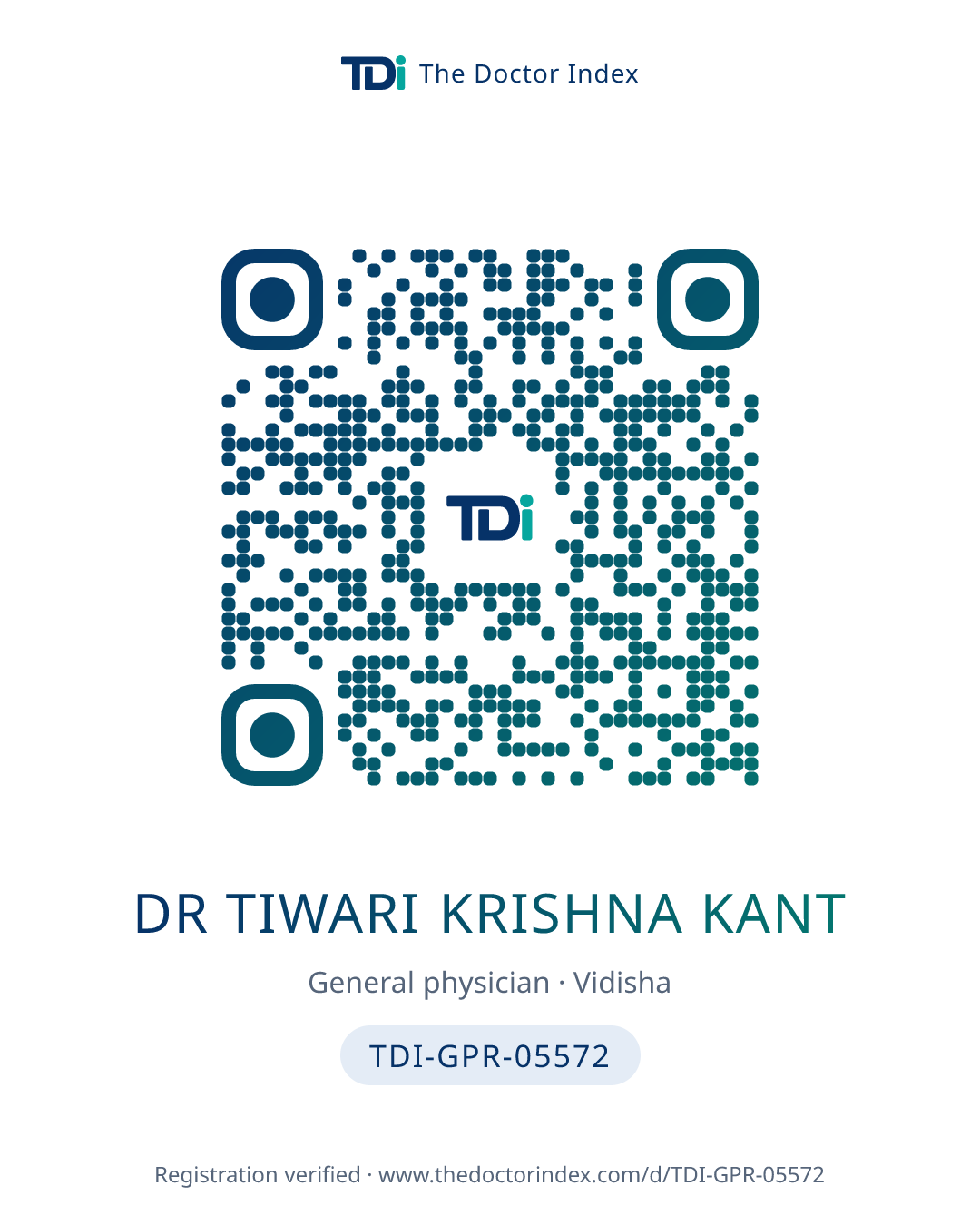 QR card for Dr Tiwari Krishna Kant, TDI-GPR-05572