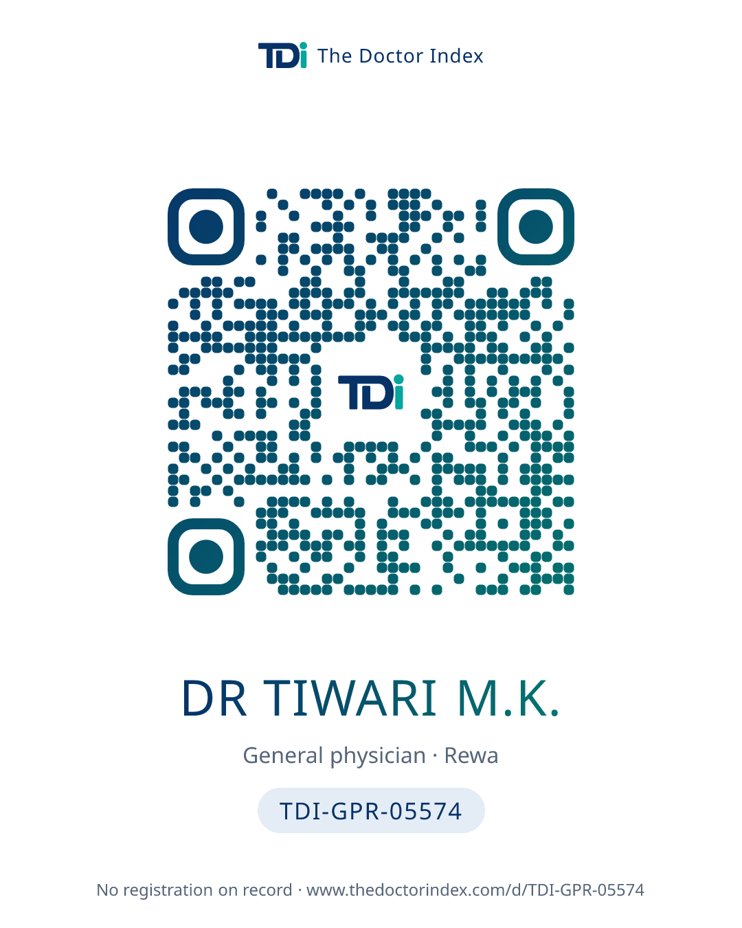 QR card for Dr Tiwari M.K., TDI-GPR-05574