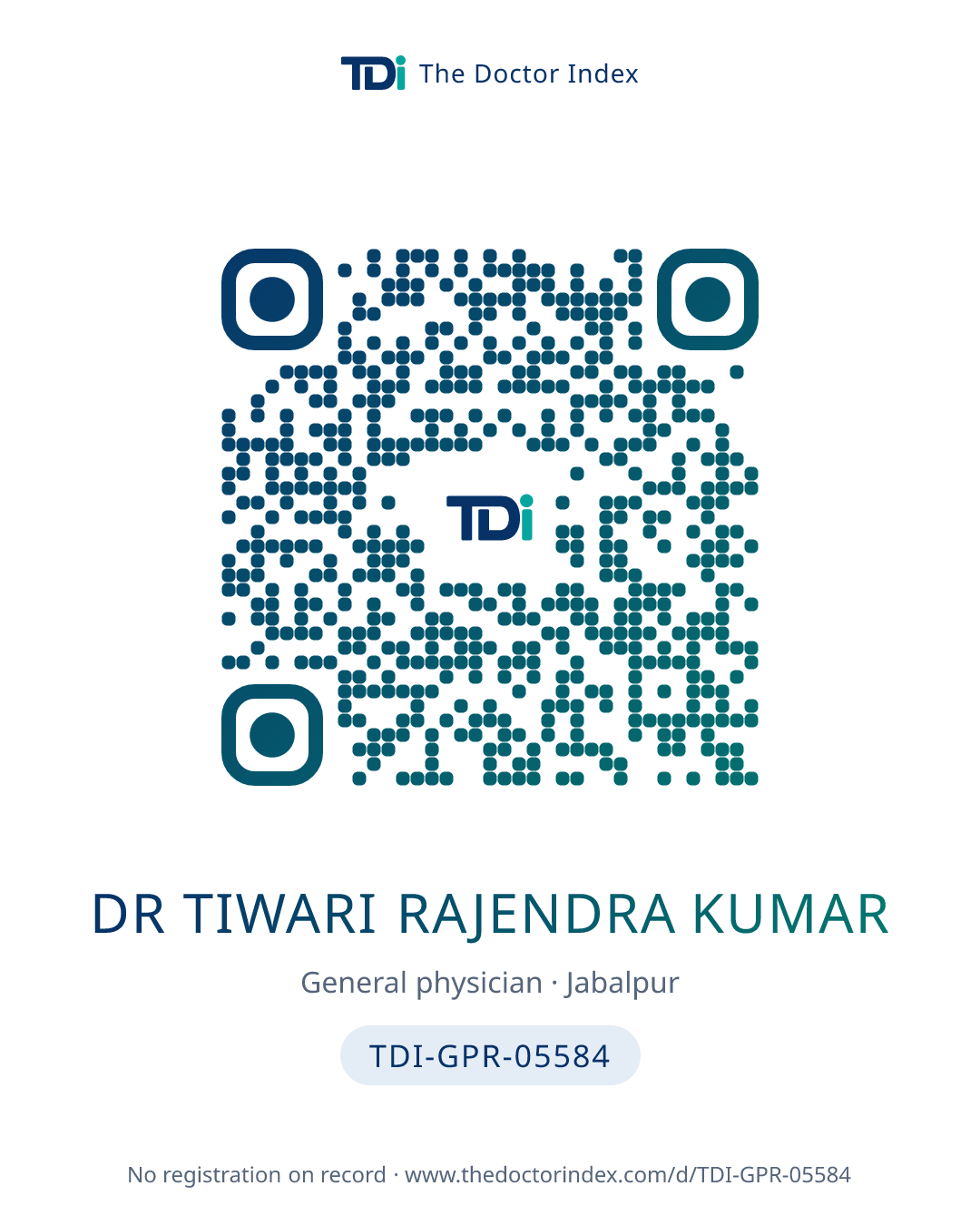 QR card for Dr Tiwari Rajendra Kumar, TDI-GPR-05584