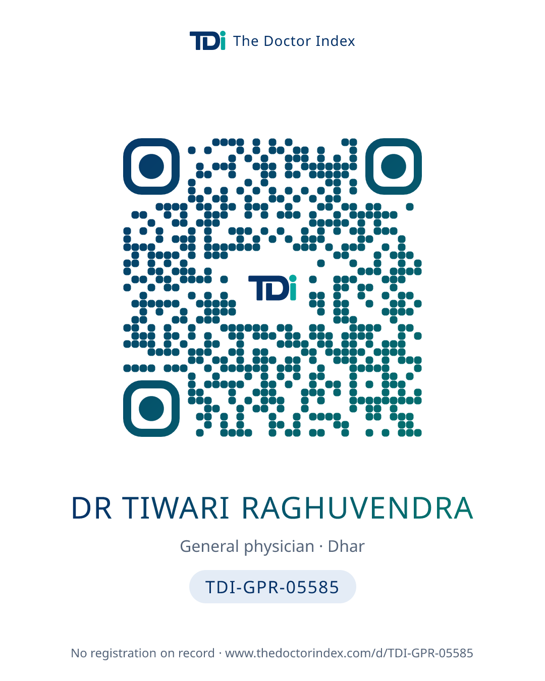 QR card for Dr Tiwari Raghuvendra, TDI-GPR-05585